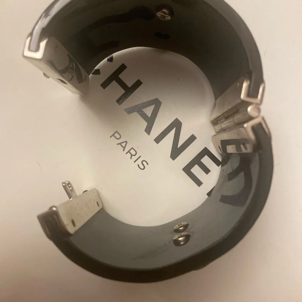 Chanel Black and Silver Cuff Bracelet - Picture 6 of 15